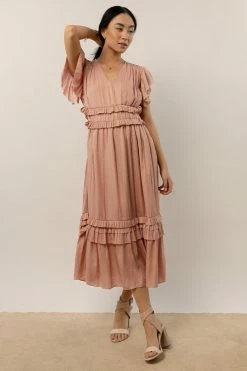 WORUI New Arrivals Willa Ruffle Dress In Blush