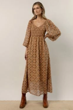 BAEVELY Averie Floral Midi Dress In Camel Dresses