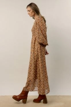 BAEVELY Averie Floral Midi Dress In Camel Dresses