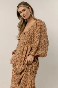 BAEVELY Averie Floral Midi Dress In Camel Dresses