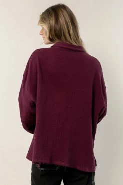 Wholesale 𧨠FUN 2 FUN Macey Button Up In Plum Tops π₯° 7 FUN 2 FUN Macey Button Up In Plum Tops