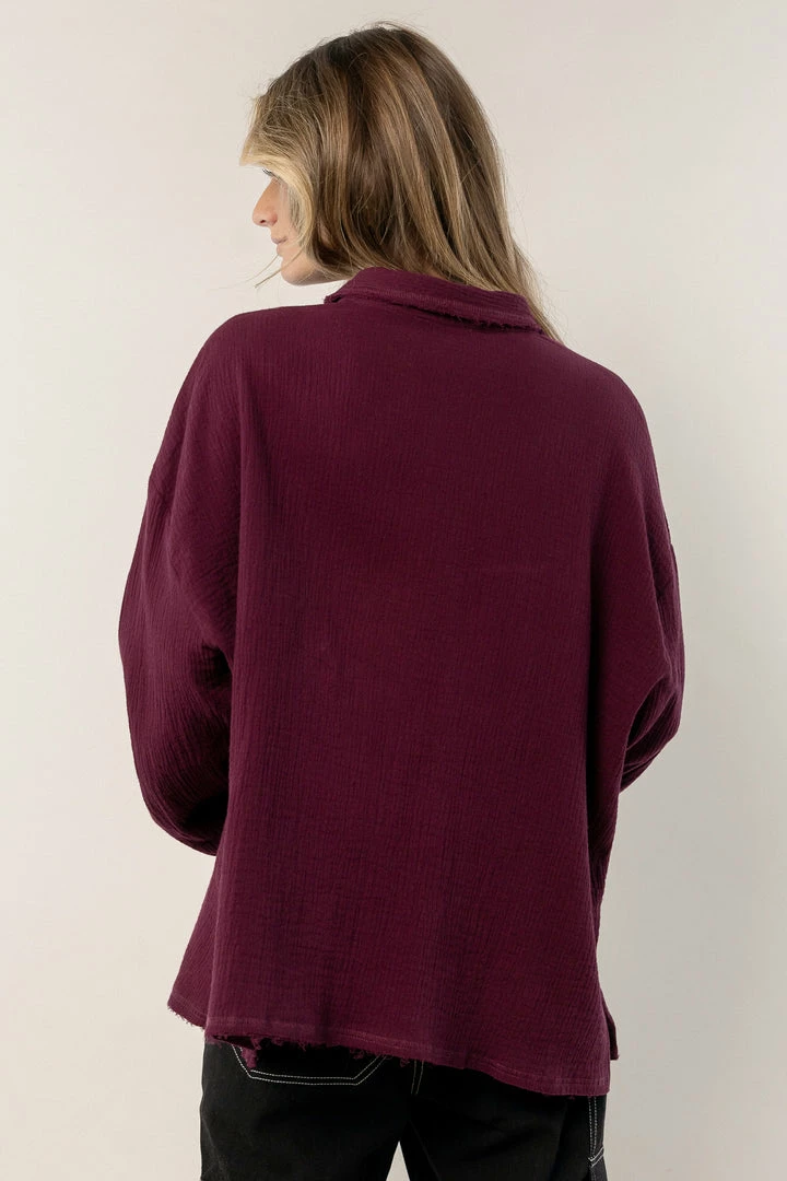 Wholesale 𧨠FUN 2 FUN Macey Button Up In Plum Tops π₯° 3 FUN 2 FUN Macey Button Up In Plum Tops