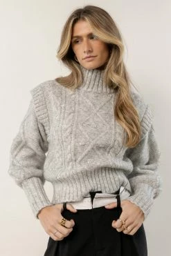 Vero Moda Helga Cable-Knit Sweater In Grey