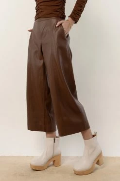 AARON & AMBER Marion Cropped Culottes In Brown New Arrivals