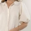 SINA Victoria Pearl Collar Top In Ivory Tops