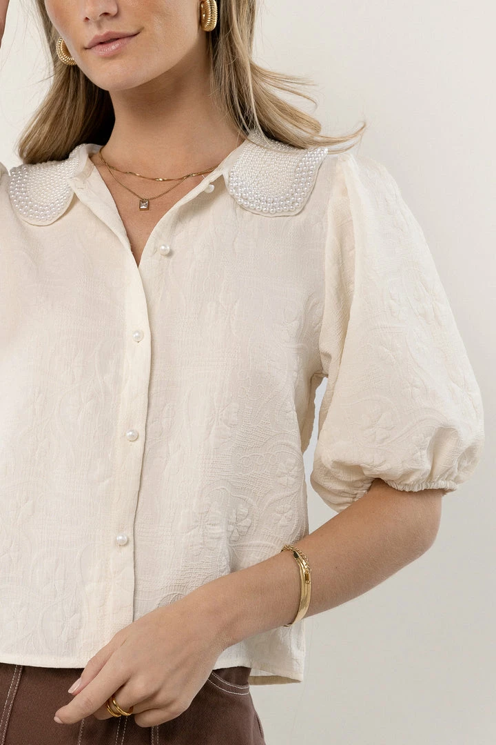 Buy π SINA Victoria Pearl Collar Top In Ivory Tops π― 1 SINA Victoria Pearl Collar Top In Ivory Tops