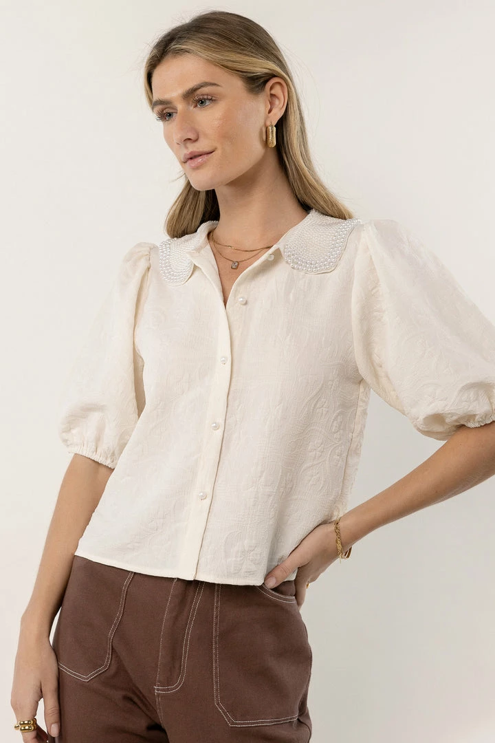 Buy π SINA Victoria Pearl Collar Top In Ivory Tops π― 3 SINA Victoria Pearl Collar Top In Ivory Tops