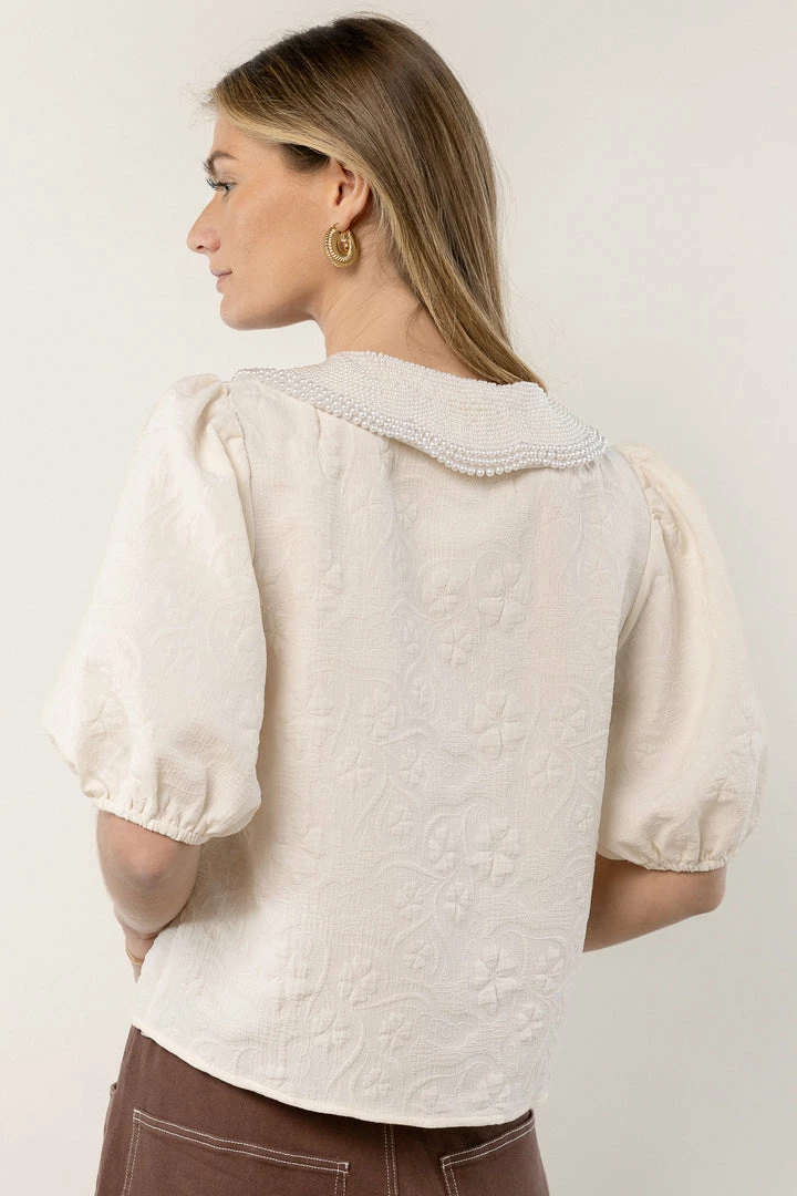 Buy π SINA Victoria Pearl Collar Top In Ivory Tops π― 4 SINA Victoria Pearl Collar Top In Ivory Tops