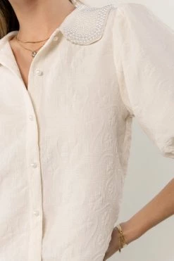 Buy π SINA Victoria Pearl Collar Top In Ivory Tops π― 9 SINA Victoria Pearl Collar Top In Ivory Tops