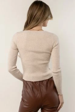 PAPERMOON Julita Button Top In Oatmeal