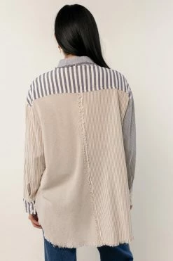 MILLIBON POLYMOND DK INC Tops Striped Button Down Top - FINAL SALE
