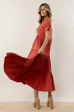 Fore Collection Dresses Amanda Tiered Dress In Terracotta