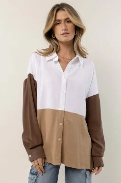 LUMIERE Kiki Color Block Top In Brown
