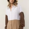 LUMIERE Kiki Color Block Top In Brown