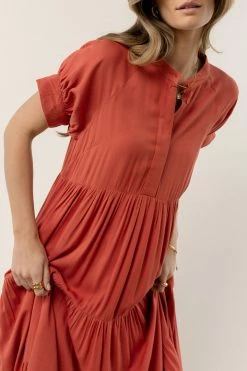 Fore Collection Dresses Amanda Tiered Dress In Terracotta