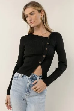 PAPERMOON Julita Button Top In Black
