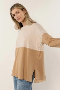 Tres Bien Dallas Color Block Top In Mustard New Arrivals