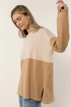 Tres Bien Dallas Color Block Top In Mustard New Arrivals