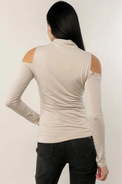 FINAL TOUCH COLLECTION Tops Cathy Open Shoulder Top In Cream - FINAL SALE