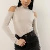 FINAL TOUCH COLLECTION Tops Cathy Open Shoulder Top In Cream - FINAL SALE
