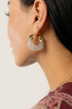 DG JEWELRY Sophie Gold Hoop Earrings In Lavender