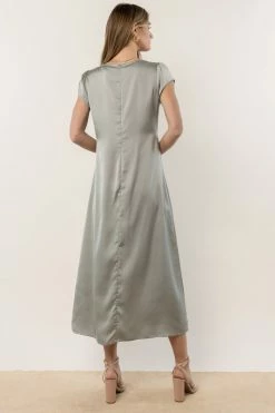 FUN 2 FUN Mandy Midi Dress In Sage - FINAL SALE Dresses