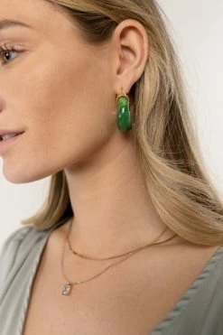 DG JEWELRY Sophie Gold Hoop Earrings In Green