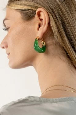 DG JEWELRY Sophie Gold Hoop Earrings In Green