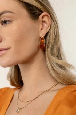 DG JEWELRY Sophie Gold Hoop Earrings In Rust