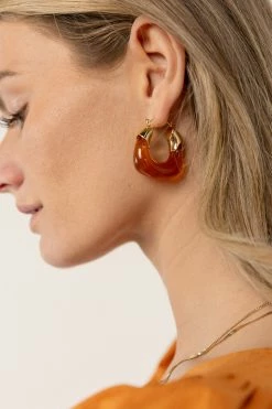 DG JEWELRY Sophie Gold Hoop Earrings In Rust