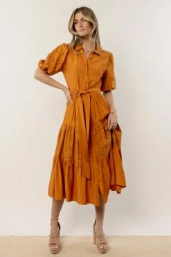 Flying Tomato Dresses Ophelia Lace Midi Dress In Mustard - FINAL SALE