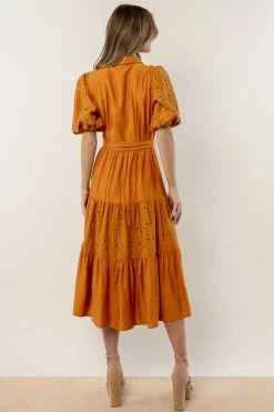 Flying Tomato Dresses Ophelia Lace Midi Dress In Mustard - FINAL SALE