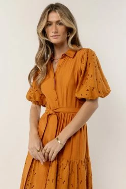 Flying Tomato Dresses Ophelia Lace Midi Dress In Mustard - FINAL SALE