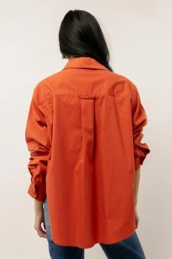 AARON & AMBER Kathryn Button Up Shirt In Tomato Red - FINAL SALE