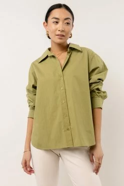 AARON & AMBER Kathryn Button Up Shirt In Green - FINAL SALE