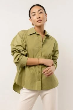 AARON & AMBER Kathryn Button Up Shirt In Green - FINAL SALE