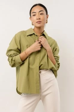 AARON & AMBER Kathryn Button Up Shirt In Green - FINAL SALE