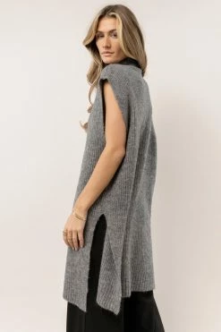 Vero Moda Devi Long Vest In Grey New Arrivals