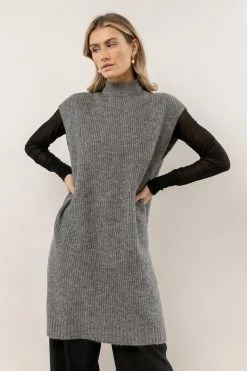 Vero Moda Devi Long Vest In Grey New Arrivals