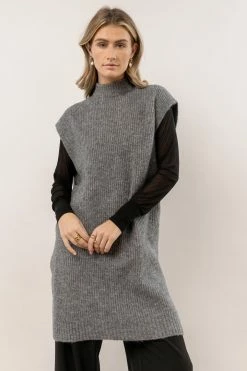 Vero Moda Devi Long Vest In Grey New Arrivals