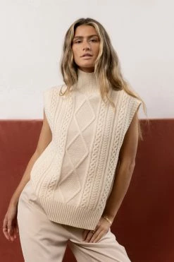 Deals 🎁 Tops Vero Moda Viktoria High Neck Vest In Ivory 😍 8 Tops Vero Moda Viktoria High Neck Vest In Ivory