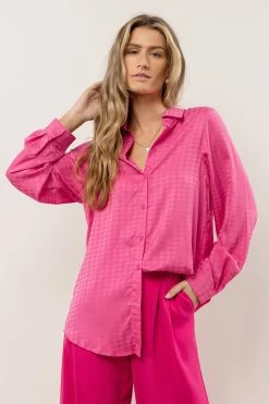Discount ❤️ LIME N CHILI Scout Button Down In Hot Pink - FINAL SALE Tops ✨ 6 LIME N CHILI Scout Button Down In Hot Pink - FINAL SALE Tops