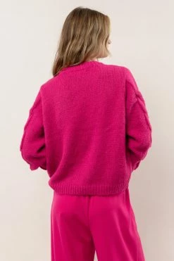 Sweaters Vero Moda Cindy Cable-Knit Sweater In Hot Pink