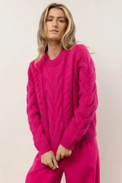 Sweaters Vero Moda Cindy Cable-Knit Sweater In Hot Pink