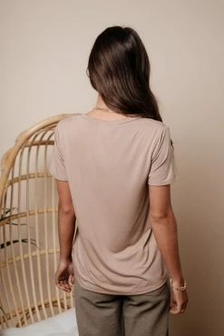 Cheapest ❤️ LIME N CHILI Essentials V Neck Tee In Taupe - FINAL SALE ✔️ 11 LIME N CHILI Essentials V Neck Tee In Taupe - FINAL SALE