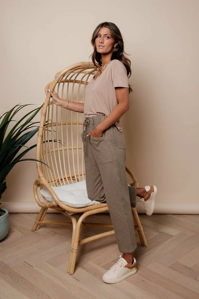 Cheapest ❤️ LIME N CHILI Essentials V Neck Tee In Taupe - FINAL SALE ✔️ 5 LIME N CHILI Essentials V Neck Tee In Taupe - FINAL SALE