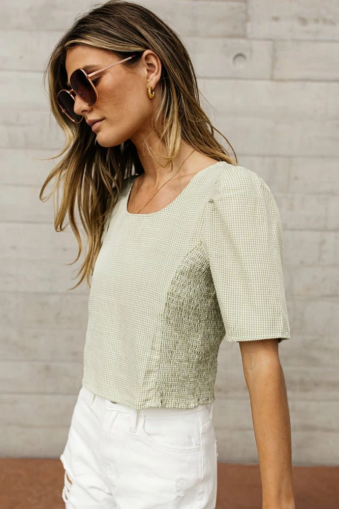 Promo 👏 WELLMADE INC Angelica Cropped Top In Sage - FINAL SALE 🥰 2 WELLMADE INC Angelica Cropped Top In Sage - FINAL SALE