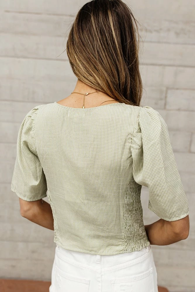 Promo 👏 WELLMADE INC Angelica Cropped Top In Sage - FINAL SALE 🥰 7 WELLMADE INC Angelica Cropped Top In Sage - FINAL SALE