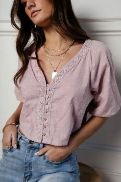 LUSH CLOTHING Ariadna Cropped Button Up Top - FINAL SALE