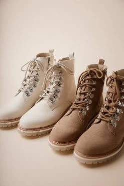 FREE SOUL/MIRACLE MILE Camilla Combat Boots In Mocha - FINAL SALE